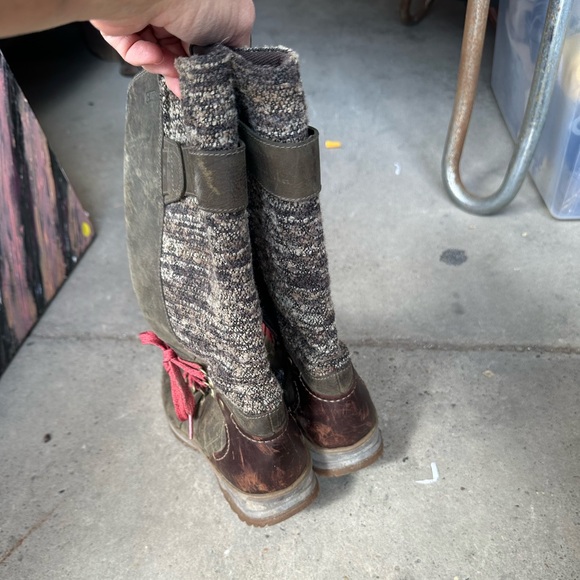 Merrell Bungee Cord Hiking Boots Army Green Red Lace 8.5 - Picture 5 of 5